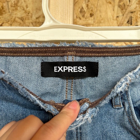 Express Women’s Jeans Size 6 Straight Ankle High Rise Distressed Denim Blue - Picture 5 of 15